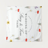 Einfache Wildblumen handgezeichnete Hochzeit Viele Wandteppich (Vorderseite (Horizontal))