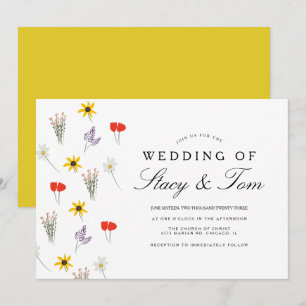Einfache Wildblumen-Handgezeichnete Hochzeitseinla Einladung