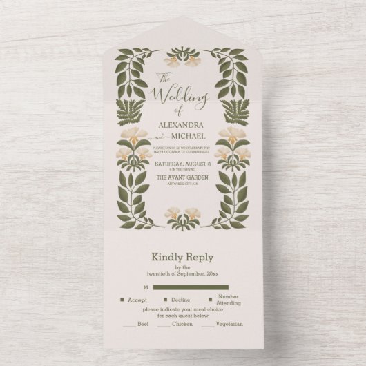 Einfache Wildblumen Hochzeit im botanischen Garten All In One Einladung (Innen Boden)