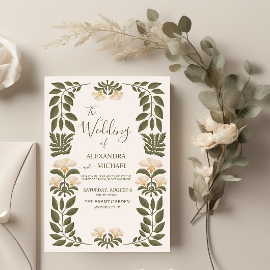 Einfache Wildblumen Hochzeit im botanischen Garten Einladung