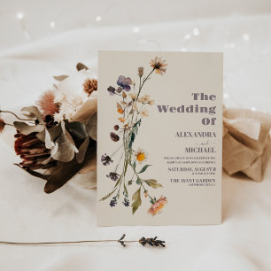 Einfache Wildblumen Hochzeit im botanischen Garten Einladung