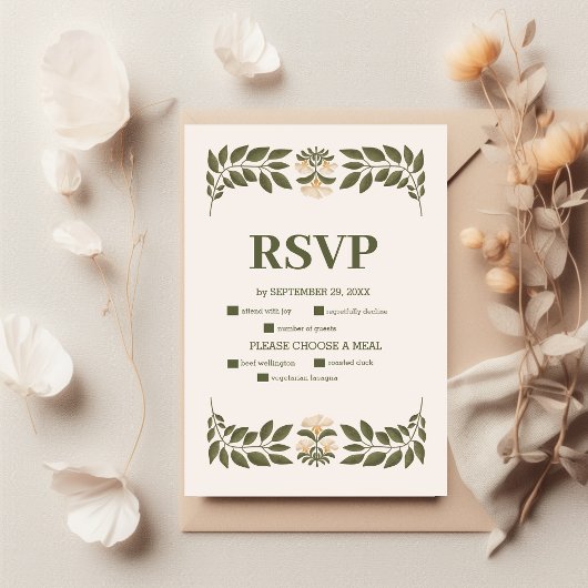 Einfache Wildblumen Hochzeit im botanischen Garten RSVP Karte