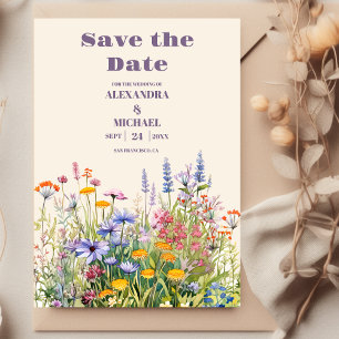 Einfache Wildblumen Hochzeit im botanischen Garten Save The Date