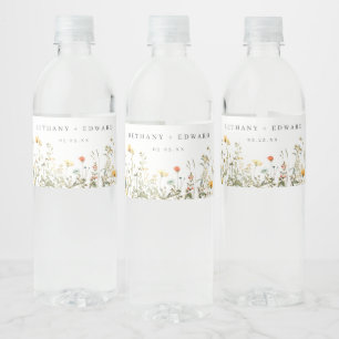 Einfache Wildblumen-Hochzeit Wasserflaschenetikett