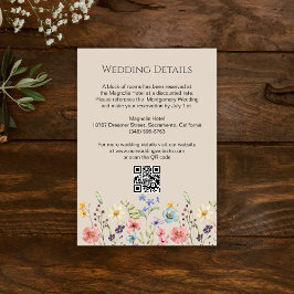 Einfache Wildblumen Hochzeitsdetails Begleitkarte