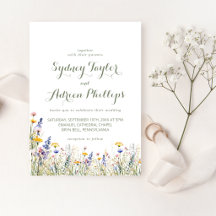 Einfache Wildblumen-Hochzeitseinladung im lässigen