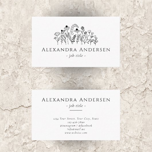 Einfache Wildblumen Minimalistisch Visitenkarte
