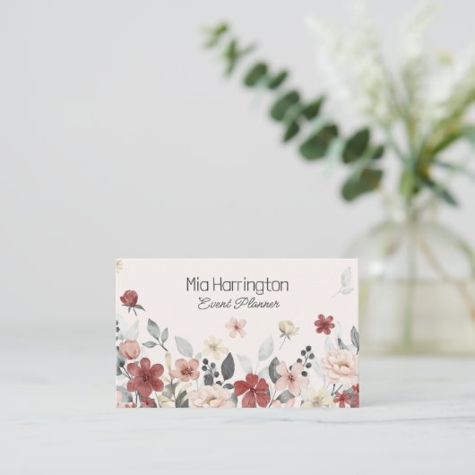 Einfache Wildblumen mit QR-Code Visitenkarte (Stehend Vorderseite)