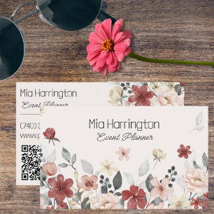 Einfache Wildblumen mit QR-Code Visitenkarte