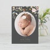 Einfache Wildblumen Oval Foto Geburtsankündigung Einladung (Stehend Vorderseite)