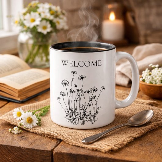 Einfache Wildblumen Willkommen Tasse