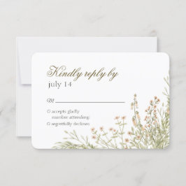 Einfache wilde Blume. Elegant Airy Hochzeit RSVP Karte