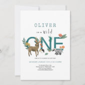 Einfache Wildtiere 1. Geburtstag Einladung (Vorderseite)