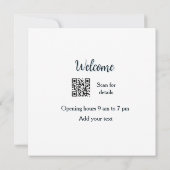 Einfache Willkommensöffnung Willkommens-Barcode QR Dankeskarte (Rückseite)