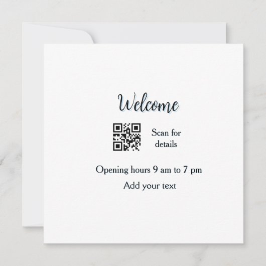 Einfache Willkommensöffnung Willkommens-Barcode QR Dankeskarte (Vorderseite)