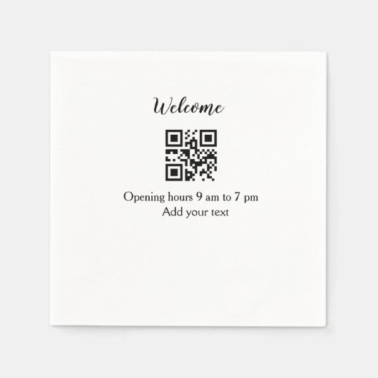 Einfache Willkommensöffnung Willkommens-Barcode QR Serviette (Vorderseite)