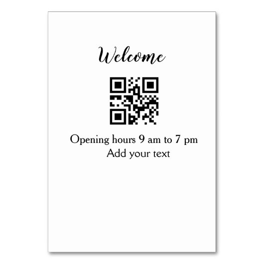 Einfache Willkommensöffnung Willkommens-Barcode QR Tischnummer (Vorderseite)