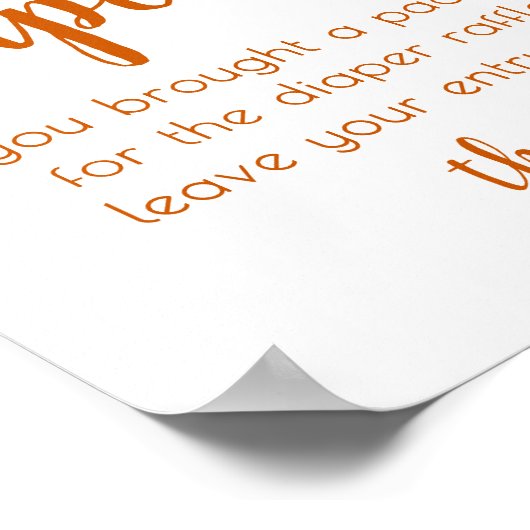 Einfache Windelanlage | Fall Orange Babydusche Poster (Ecke)