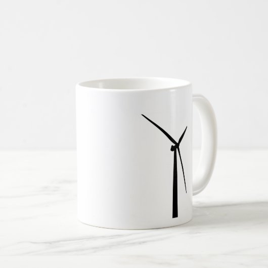 Einfache Windturbine-Grünenergie-Silhouette Kaffeetasse (VorderseiteRechts)