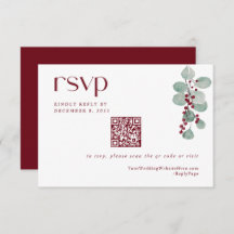 Einfache Winter Burgund Holiday Wedding QR Code