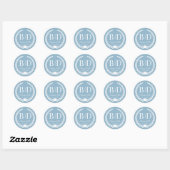 Einfache Winter Sky Blue Monogram Wedding Runder Aufkleber (Blatt)