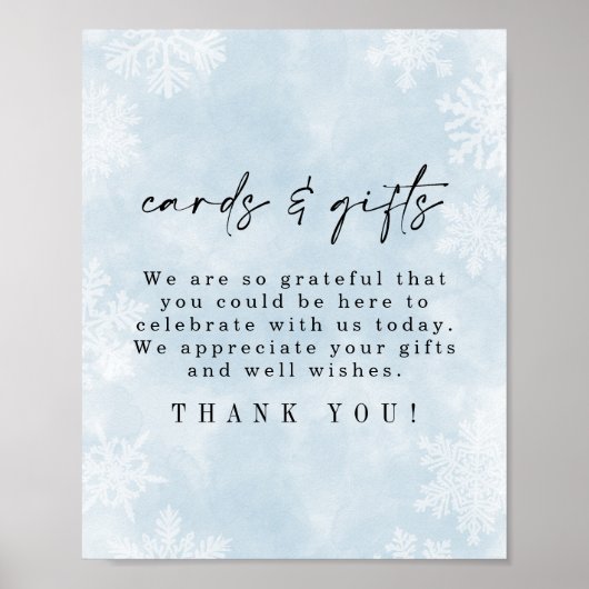 Einfache Winter Snowflakes Duschkarten & Geschenke Poster (Vorne)