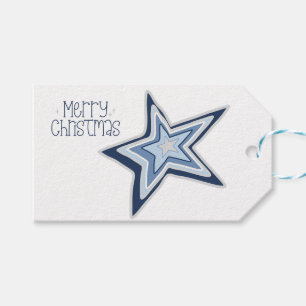 Einfache Winterblues Frohe Weihnachten Stern Geschenkanhänger