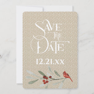 Einfache Winterhochzeit - Save the Date - Kardinal