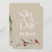 Einfache Winterhochzeit - Save the Date - Kardinal (Vorne/Hinten)