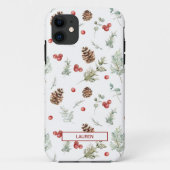 Einfache Winterpine Berry Botanisches Namensmuster Case-Mate iPhone Hülle (Rückseite)