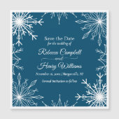 Einfache Winterschneeflocken Save the Date Hochzei Magneteinladung (Vorderseite)