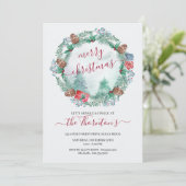 Einfache Winterwälder und Kiefernwälder Wasserfarb Einladung (Stehend Vorderseite)