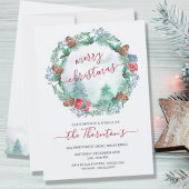 Einfache Winterwälder und Kiefernwälder Wasserfarb Einladung