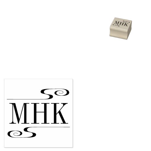 Einfache Wirbel Monogramm-Initialen 1x1 Gummistempel (Stempel)