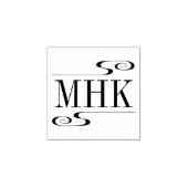 Einfache Wirbel Monogramm-Initialen 1x1 Gummistempel (Prägung)