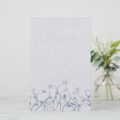 Einfache Wirble blaue Blumengeschosse Briefpapier (Stehend Vorderseite)