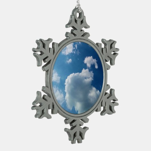Einfache Wolken Schneeflocken Zinn-Ornament (Links)