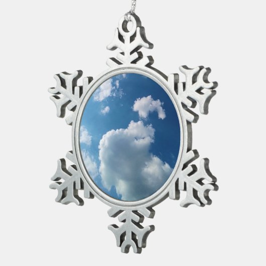 Einfache Wolken Schneeflocken Zinn-Ornament (Rechts)