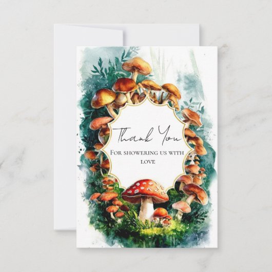 Einfache Woodland Mushroom Kinderdusche Dankeskarte (Vorderseite)
