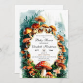 Einfache Woodland Mushroom Kinderdusche Einladung (Vorne/Hinten)
