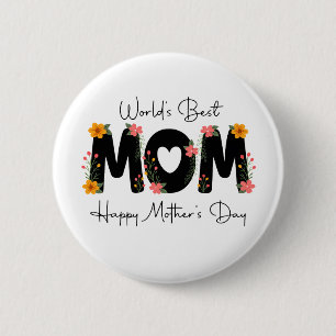 Einfache World's Best Mom Muttertags-Kalligrafie   Button