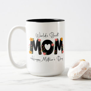 Einfache World's Best Mom Muttertags-Kalligrafie   Zweifarbige Tasse