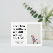 Einfache Wörter Save the Date Foto Postkarte (Stehend Vorderseite)