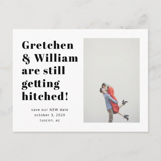 Einfache Wörter Save the Date Foto Postkarte (Vorderseite)