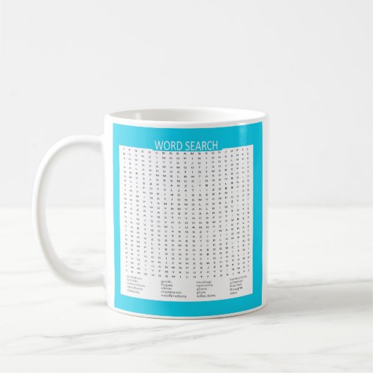 Einfache Wortsuche an der Aqua Color Border Kaffeetasse (Links)