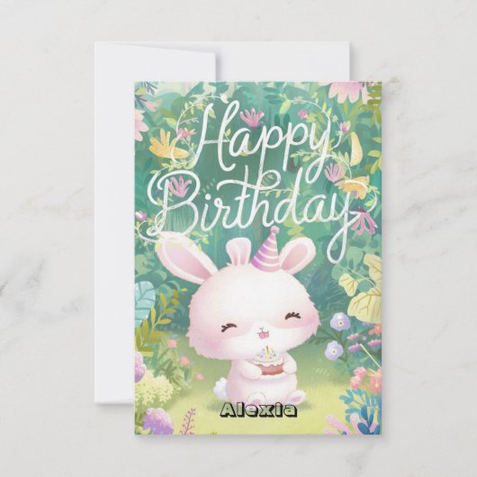Einfache Wünsche Bunny Digital Geburtstag Karte (Vorderseite)