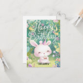Einfache Wünsche Bunny Digital Geburtstag Karte (Vorderseite/Rückseite Beispiel)
