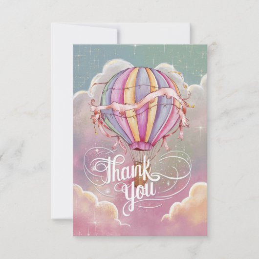 Einfache Wünsche Heißluftballon Dankeskarte (Vorderseite)