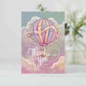 Einfache Wünsche Heißluftballon Dankeskarte (Stehend Vorderseite)