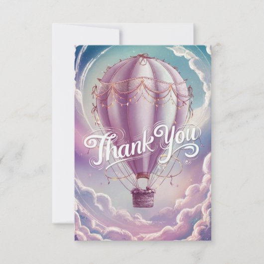 Einfache Wünsche Heißluftballon Dankeskarte (Vorderseite)